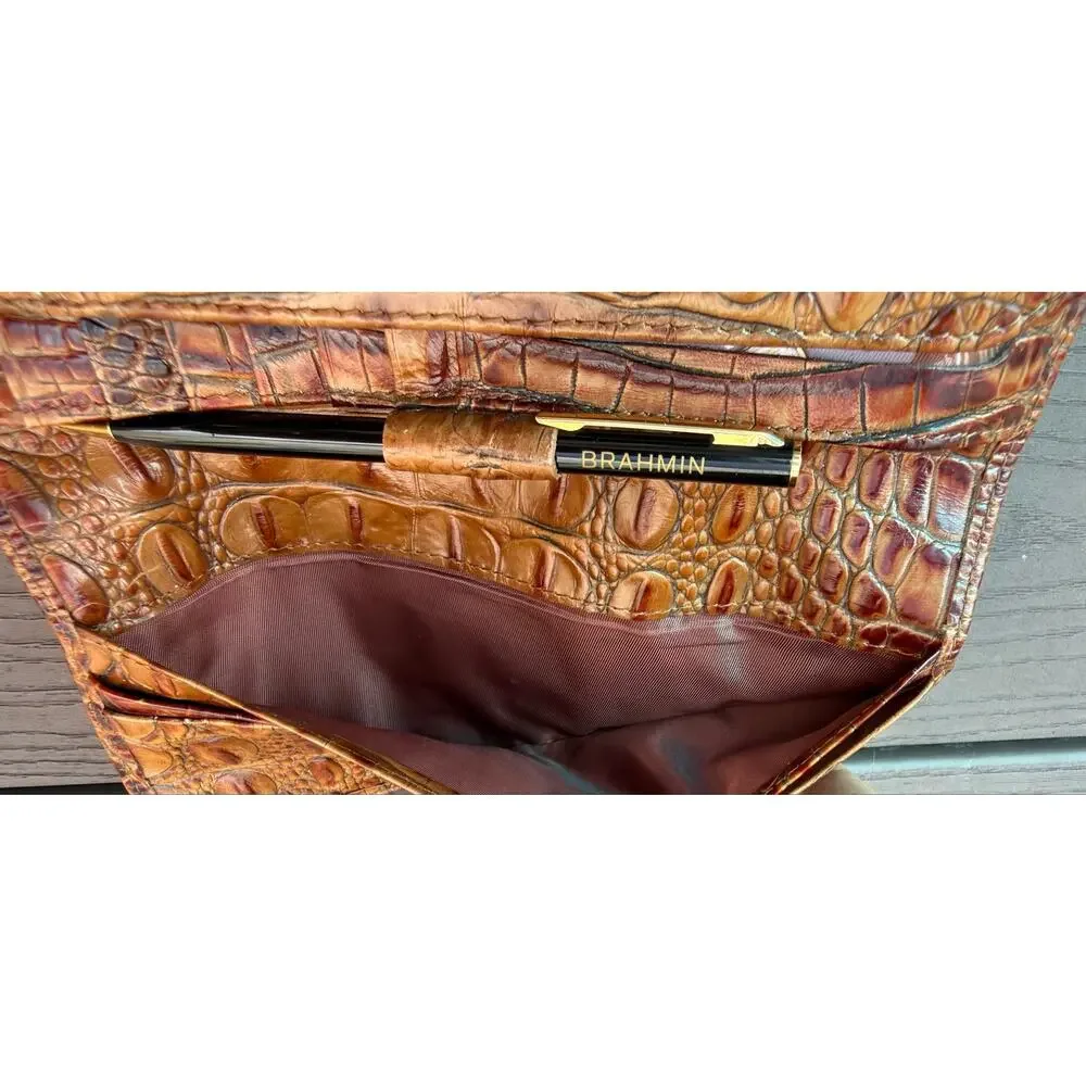 Brahmin Cordelia Pecan Melbourne Wallet With Brahmin Pen